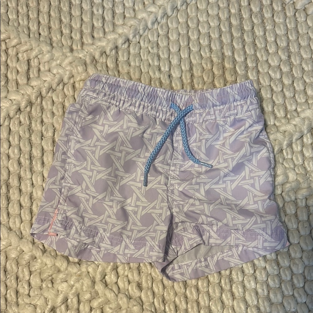 The Beaufort Bonnet Company Kids Swim Trunks - Lavender and White